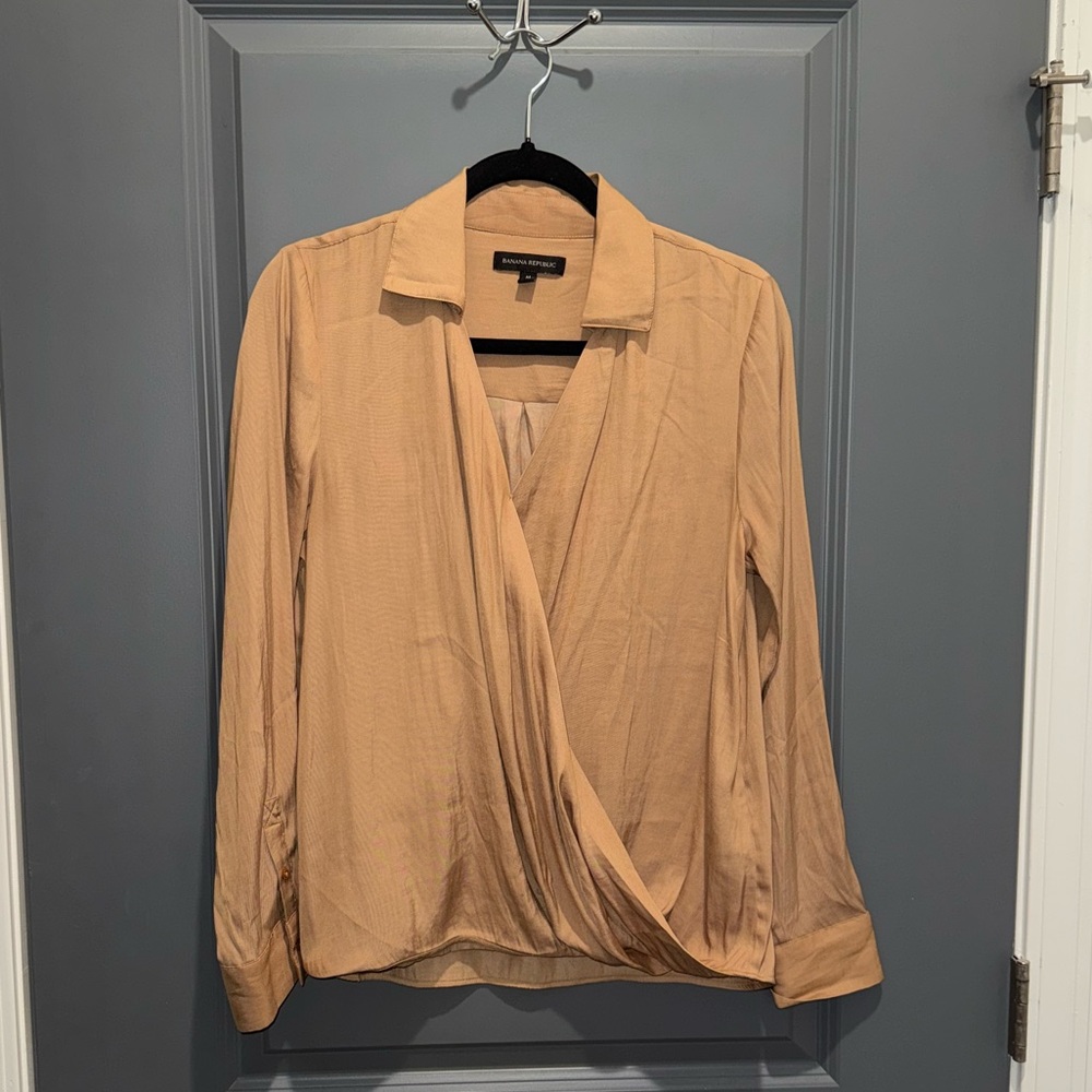 Banana Republic Wrap Effect Blouse - tan